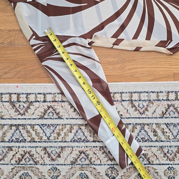 WORTHINGTON WOMEN'S BROWN & WHITE FRONT BUTTON LONG SLEEVE BLOUSE PETITE SMALL - Picture 15 of 16